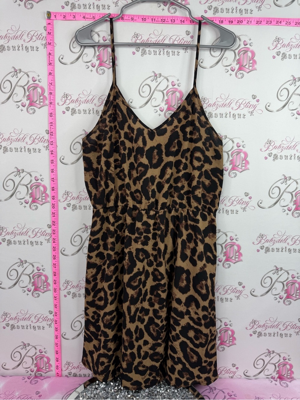 SHEIN Brown and Black Leopard Print Midi Dress
